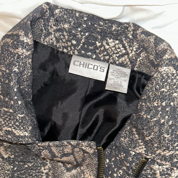 Faux snakeskin fabric motorcycle jacket with zippers from Chico’s - Picture 2 of 4